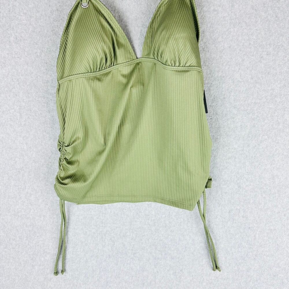 New Salt + Cove Womans Sz‎ Large Tankini Top Green Ribbed Swim NWT - Picture 4 of 7